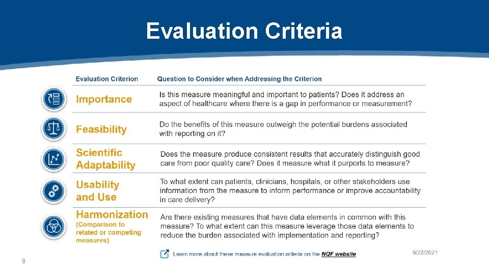 Evaluation Criteria 8 