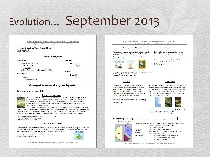 Evolution… September 2013 