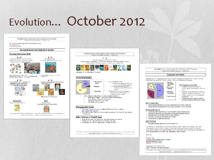 Evolution… October 2012 