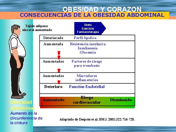 OBESIDAD Y CORAZON CONSECUENCIAS DE LA OBESIDAD ABDOMINAL Dieta Ejercicio Farmacoterapia Tejido adiposo visceral