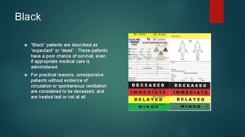 Black “Black” patients are described as “expectant” or “dead”. These patients have a poor