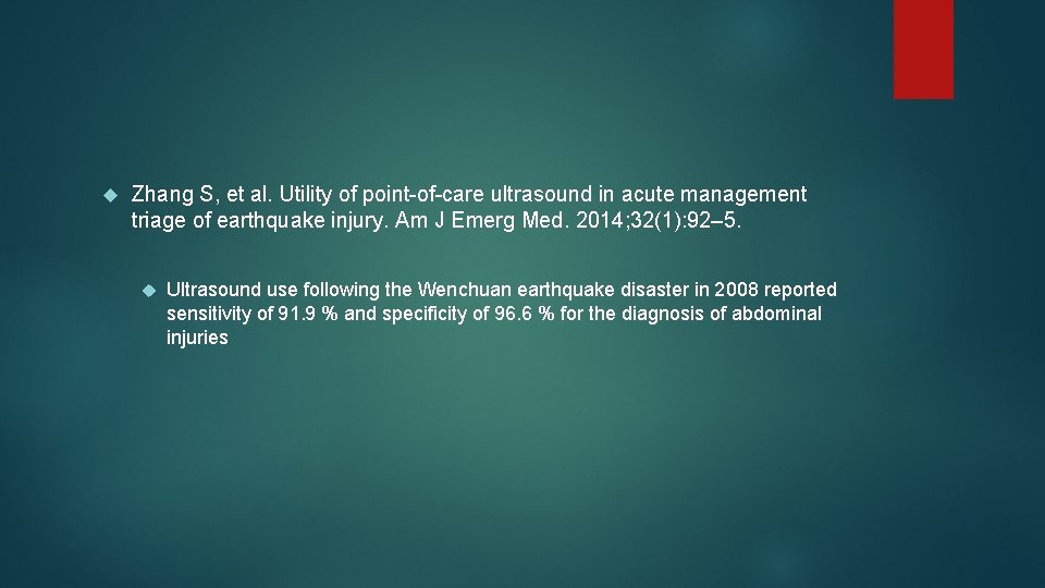  Zhang S, et al. Utility of point-of-care ultrasound in acute management triage of