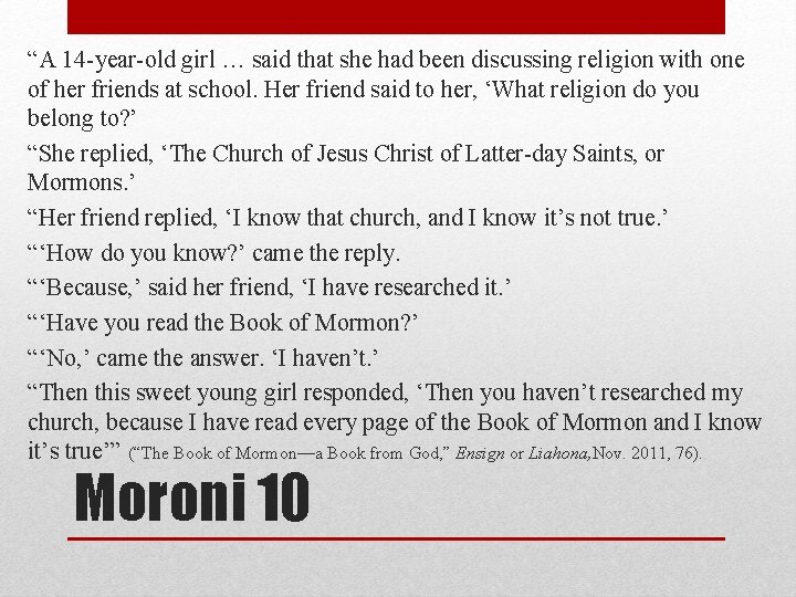 “A 14 -year-old girl … said that she had been discussing religion with one