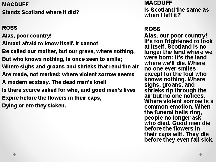 MACDUFF Stands Scotland where it did? MACDUFF Is Scotland the same as when I