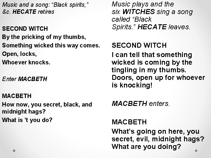 Music and a song: “Black spirits, ” &c. HECATE retires SECOND WITCH By the