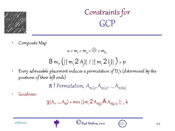 Constraints for e. DNA GCP • Composite Map 0 < m 1 < m