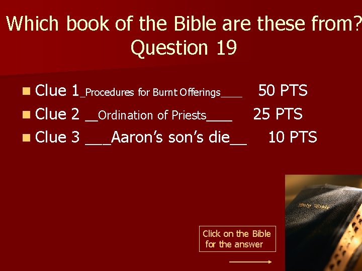 Which book of the Bible are these from? Question 19 n Clue 1_Procedures for