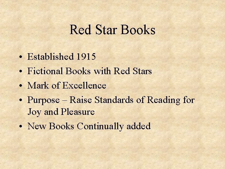 Red Star Books • • Established 1915 Fictional Books with Red Stars Mark of