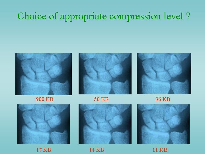 Choice of appropriate compression level ? 900 KB 17 KB 50 KB 14 KB