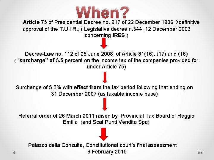 When? Article 75 of Presidential Decree no. 917 of 22 December 1986 definitive approval