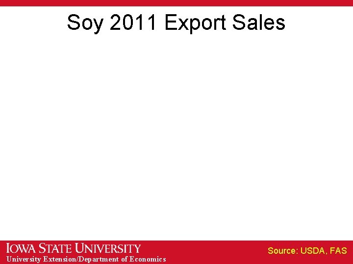 Soy 2011 Export Sales University Extension/Department of Economics Source: USDA, FAS 