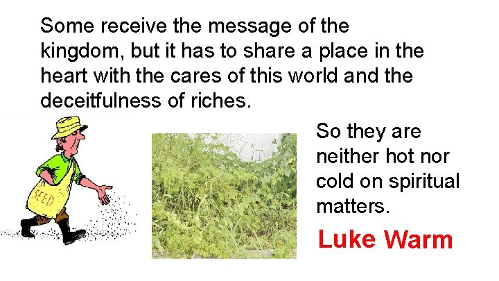 Some receive the message of the kingdom, but it has to share a place