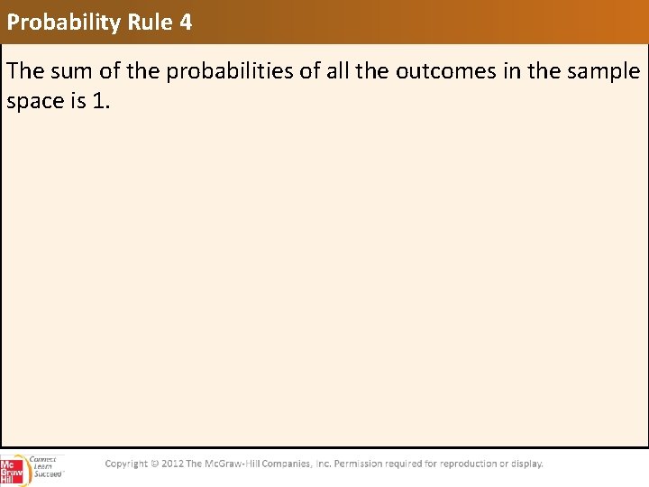Probability Rule 4 The sum of the probabilities of all the outcomes in the