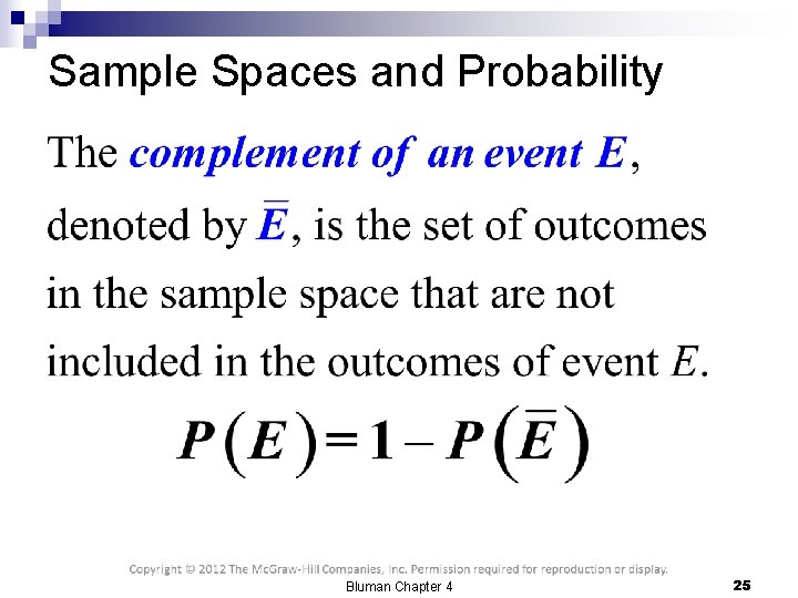 Sample Spaces and Probability Bluman Chapter 4 25 