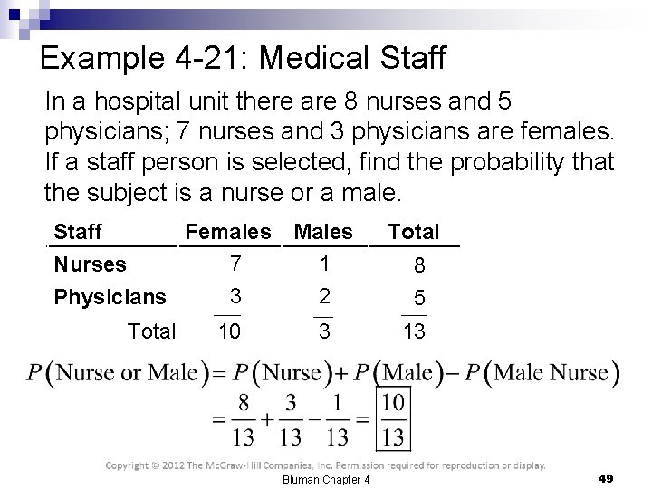 Example 4 -21: Medical Staff In a hospital unit there are 8 nurses and