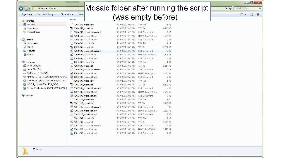 Mosaic folder after running the script (was empty before) 