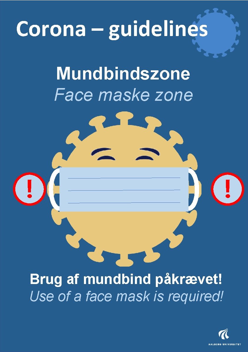 Corona – guidelines Mundbindszone Face maske zone ! Kantine Brug af mundbind påkrævet! Use