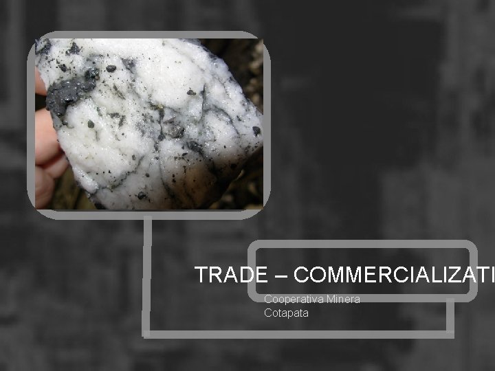 TRADE – COMMERCIALIZATI Cooperativa Minera Cotapata 