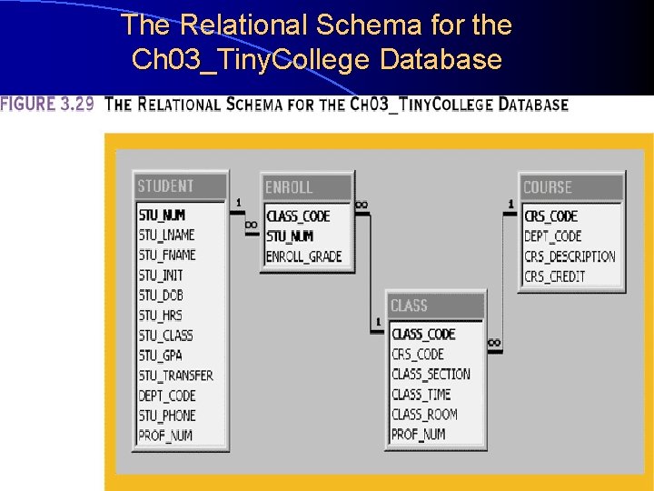 The Relational Schema for the Ch 03_Tiny. College Database 