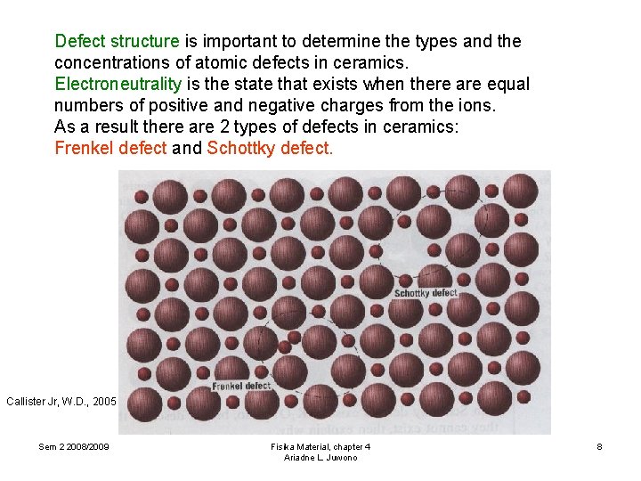 Defect structure is important to determine the types and the concentrations of atomic defects