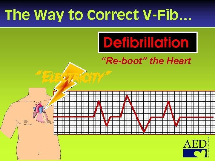 The Way to Correct V-Fib… Defibrillation “Re-boot” the Heart “ Electricity” 