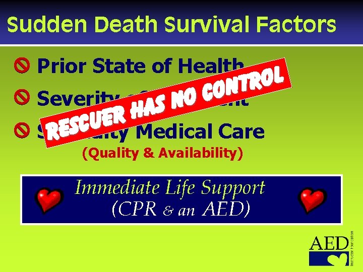 Sudden Death Survival Factors Prior State of Health l o r t n o