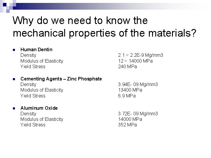 Why do we need to know the mechanical properties of the materials? n n