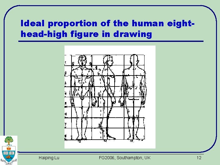 Ideal proportion of the human eighthead-high figure in drawing Haiping Lu FG 2006, Southampton,
