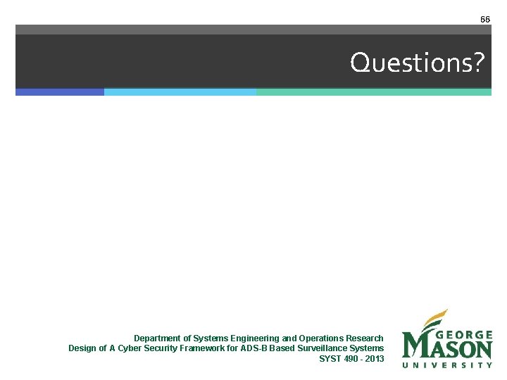 66 Questions? Department of Systems Engineering and Operations Research Design of A Cyber Security