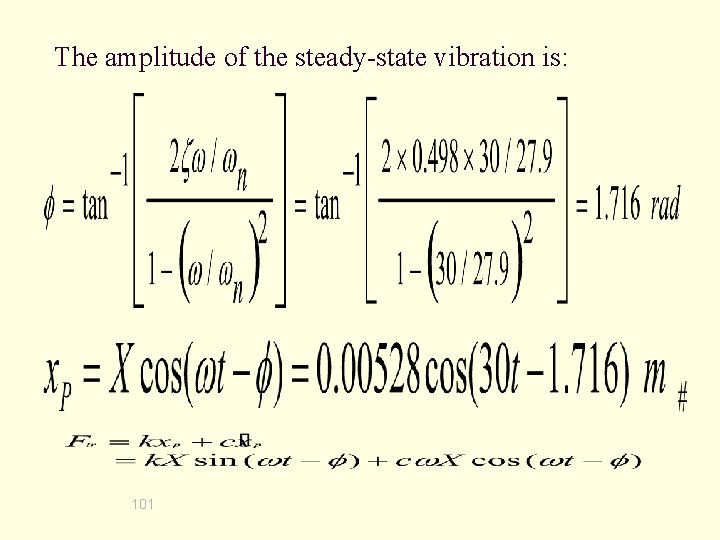 The amplitude of the steady-state vibration is: 101 