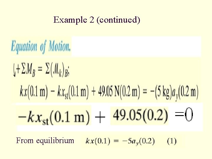 Example 2 (continued) From equilibrium 
