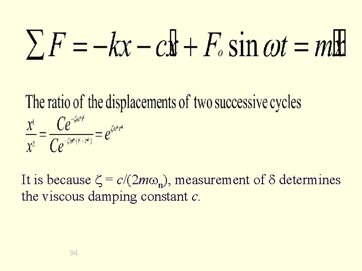 It is because = c/(2 m n), measurement of determines the viscous damping constant