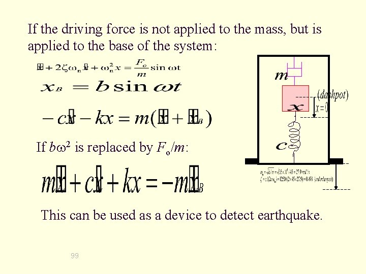 If the driving force is not applied to the mass, but is applied to