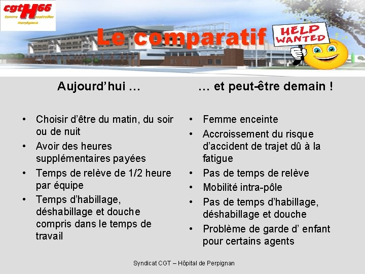 Le comparatif Aujourd’hui … • Choisir d’être du matin, du soir ou de nuit