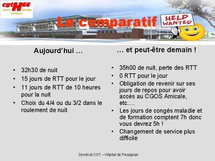 Le comparatif Aujourd’hui … … et peut-être demain ! • 32 h 30 de