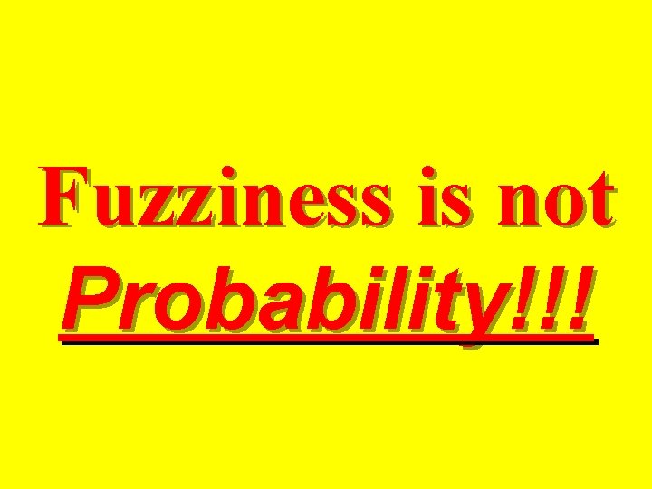 Fuzziness is not Probability!!! 