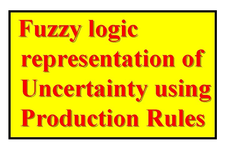 Fuzzy logic representation of Uncertainty using Production Rules 
