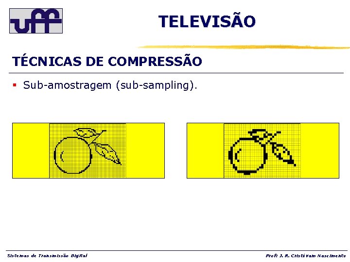 TELEVISÃO TÉCNICAS DE COMPRESSÃO § Sub-amostragem (sub-sampling). Sistemas de Transmissão Digital Prof: J. R.