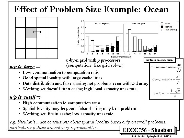 Effect of Problem Size Example: Ocean n/p is large • • n-by-n grid with