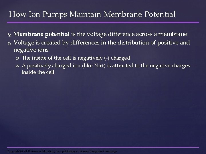 How Ion Pumps Maintain Membrane Potential Membrane potential is the voltage difference across a