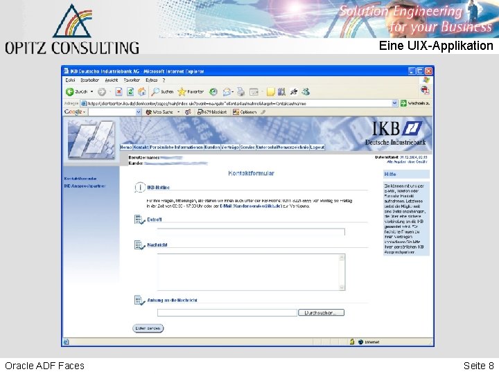 Eine UIX-Applikation Oracle ADF Faces Seite 8 