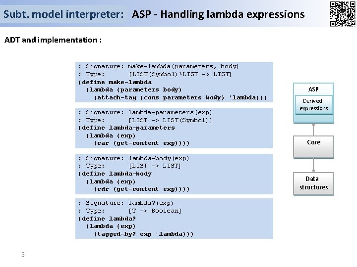 Subt. model interpreter: ASP - Handling lambda expressions ADT and implementation : ; Signature: