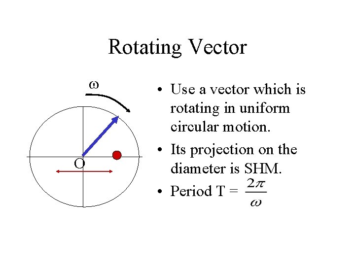 Rotating Vector O • Use a vector which is rotating in uniform circular motion.