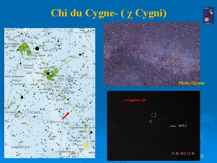 Chi du Cygne- ( χ Cygni) Photo J Bloede γ Cygni-m= 2, 2 m=3,