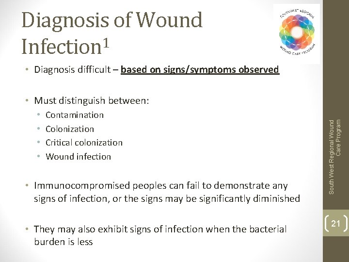 Diagnosis of Wound Infection 1 • Diagnosis difficult – based on signs/symptoms observed •