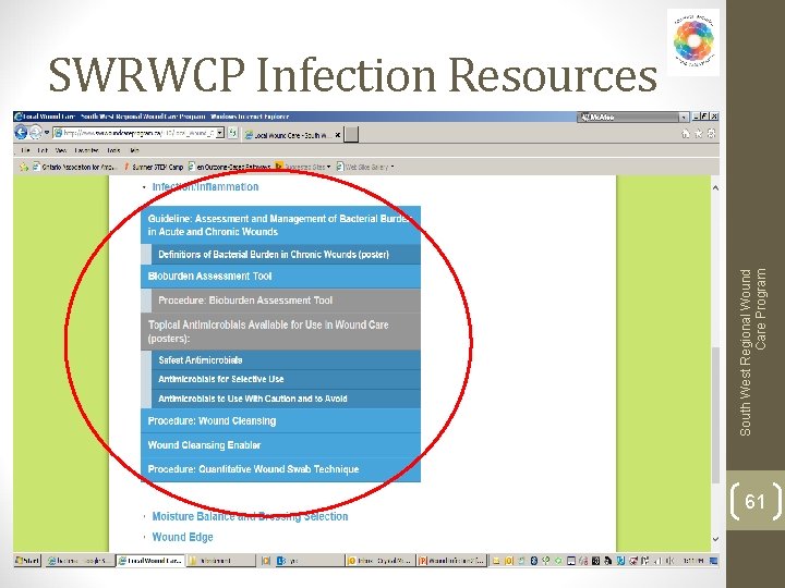 South West Regional Wound Care Program SWRWCP Infection Resources 61 