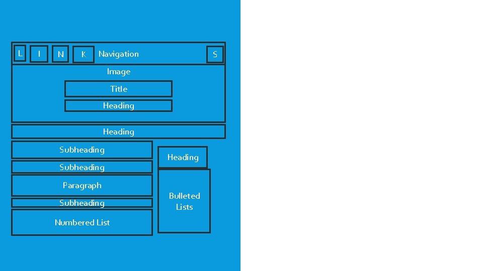 L I N K Navigation S Image Title Heading Subheading Paragraph Subheading Numbered List L I N K Navigation S Image Title Heading Subheading Paragraph Subheading Numbered List