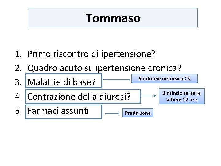 Tommaso 1. 2. 3. 4. 5. Primo riscontro di ipertensione? Quadro acuto su ipertensione