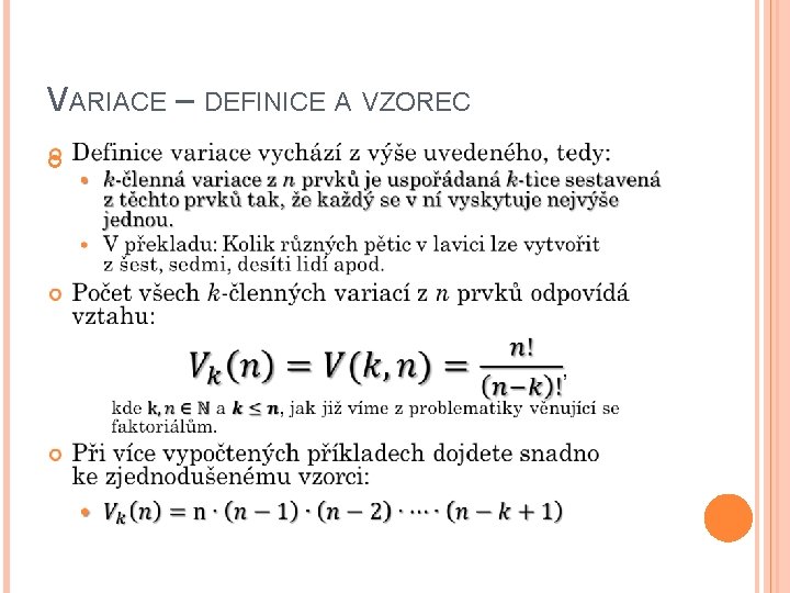 VARIACE – DEFINICE A VZOREC 