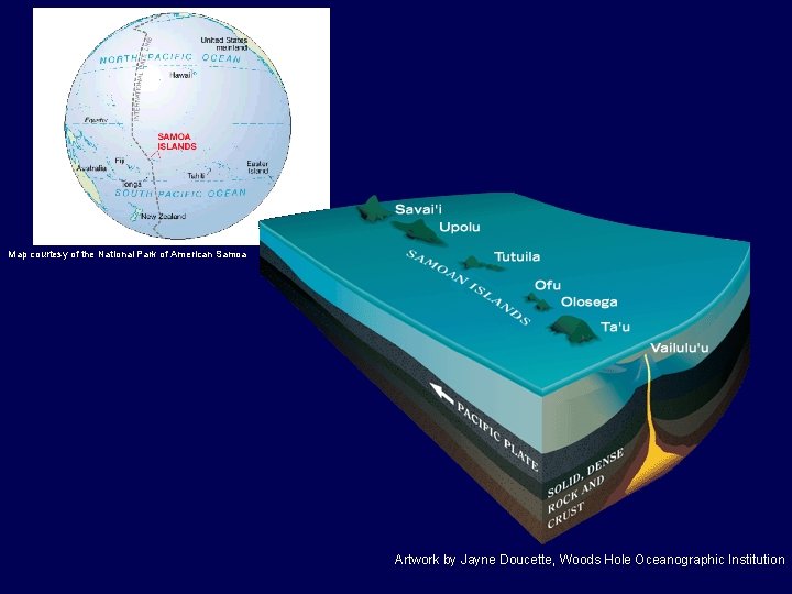 Map courtesy of the National Park of American Samoa Artwork by Jayne Doucette, Woods